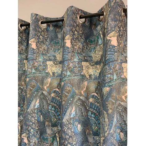 Rideau Voile Coton+Lin Bleu Gris - L 140 X L 0,2 X H 290 Cm | Leroy Merlin