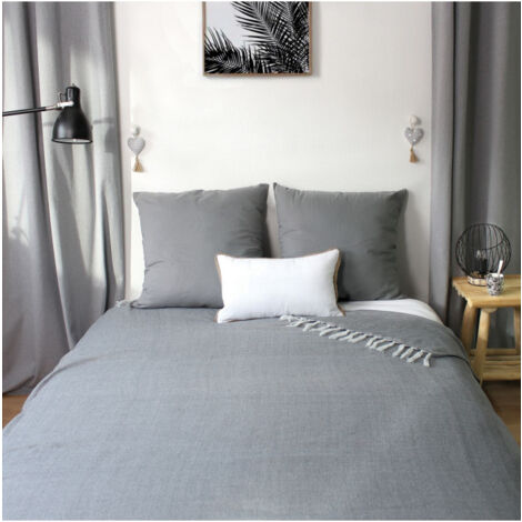 Couverture jacquard 180x220cm "Dobby" - 180x220cm - Gris anthracite (1/2)