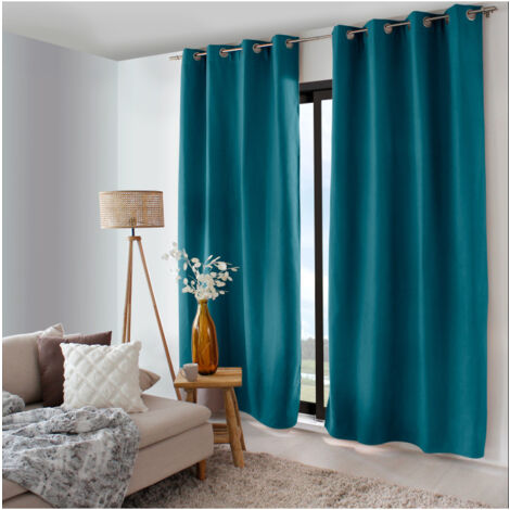 Rideau occultant thermique doublé 135x240 cm – Isolation optimale avec doublure polaire – 100 % polyester – 8 œillets en métal argenté – Enjoy Home