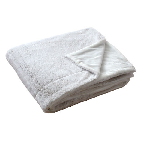 Plaid effet fourrure flanelle 125x150cm - 125x150cm - Blanc (1/3)