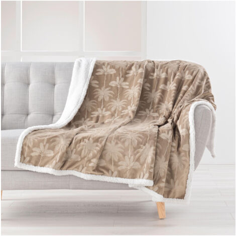 Plaid motif palmier 125x150cm - 125x150cm - Taupe