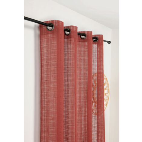 Voilage à Oeillets Motifs Carreaux Alsaciens Rouge foncé 145x260 cm