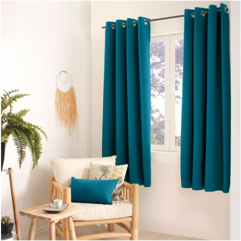 Homemaison – Rideau occultant 100% polyester – 8 œillets ronds argentés 4 cm – Dimensions 140x180 cm – Lavable en machine