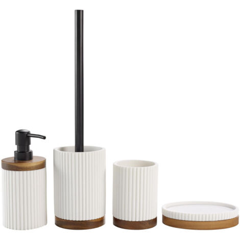 Set de bain en polyrésine Niagara blanc 4 pièces - 30x20x17cm - Blanc (1/4)