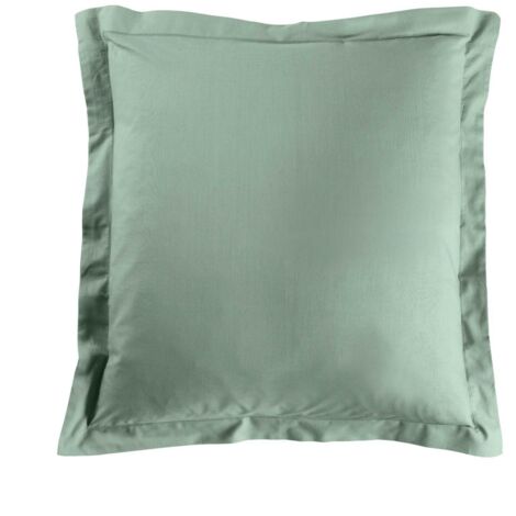 Taie d’oreiller 63 x 63 cm coton 57 fils Lina Sauge – Volant plat avec point bourdon
