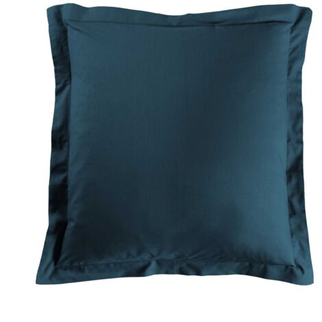 Taie d’oreiller 63 x 63 cm coton 57 fils Lina Bleu – Volant plat avec point bourdon