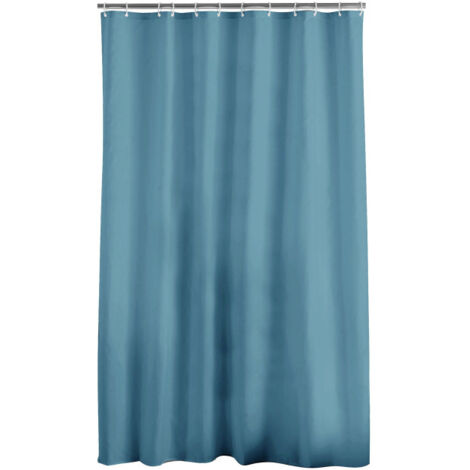 Rideau de douche avec crochets 180x200cm polyester uni - 180x200cm - Bleu pétrole