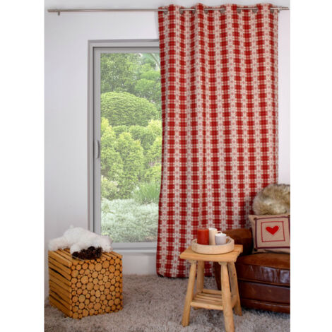 Rideau montagne rouge 135x250cm - 135x250cm - Rouge