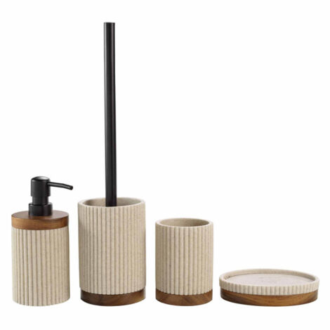Set de bain en polyrésine Niagara naturel 4 pièces - 30x20x17cm - Naturel (1/4)
