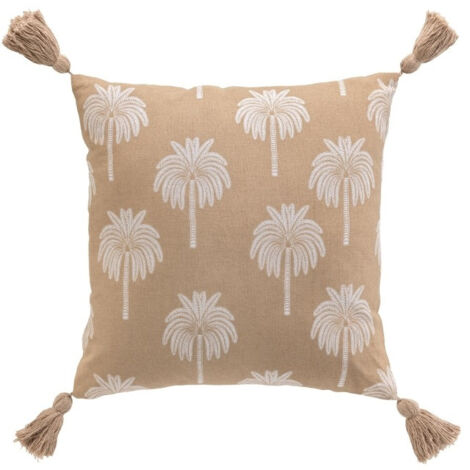 Coussin dehous. compr. pompons 40 x 40 cm coton imprime oasia des. place Sans (1/4)