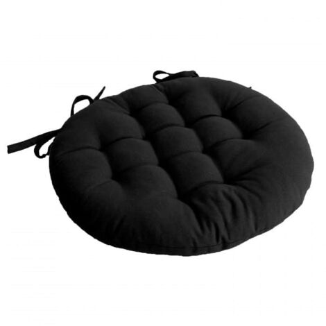 Galette de chaise piquée et ronde Noir 38x38 cm