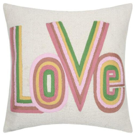 Coussin décoratif "LOVE" multicolore - 45x45 cm - 40x40cm - Naturel (1/2)