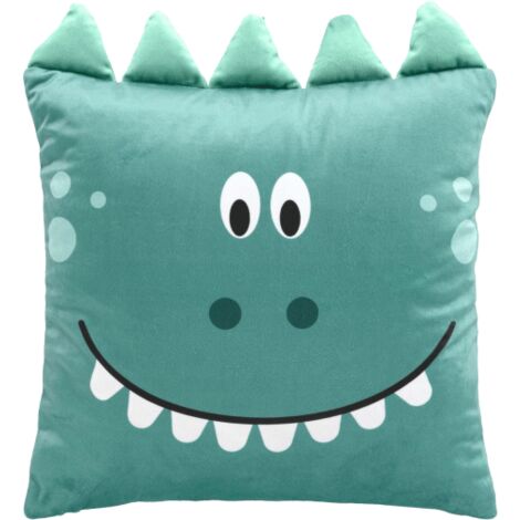 Coussin Déhoussable Compressé 40 x 40 cm – Velours Imprimé – Dessin Placé "Dina" - 40x40cm - Vert sauge (1/2)