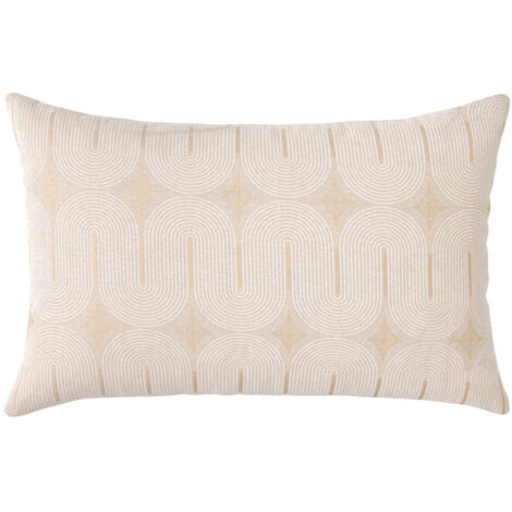 Coussin déhoussable ONDINE 40 x 60 cm – Polycoton imprimé métallisé – Coloris Blanc - 40x60cm - Blanc (1/2)