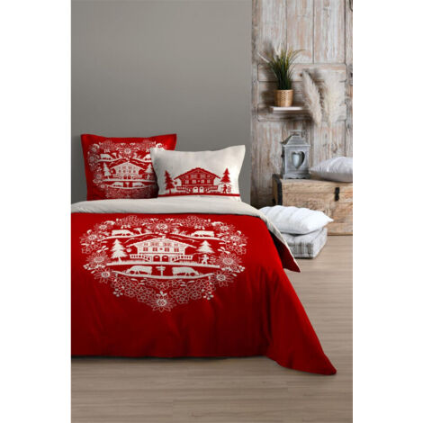 Parure housse de couette valloire rouge 240 x 220 cm – 100 % coton - 220x240cm - Rouge