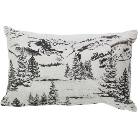 Coussin décoratif déhoussable style montagne Gris anthracite 30x50 cm