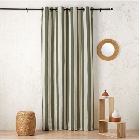 Rideau "Sunset" en coton recyclé 145 x 280 cm - 145x280cm - Vert kaki