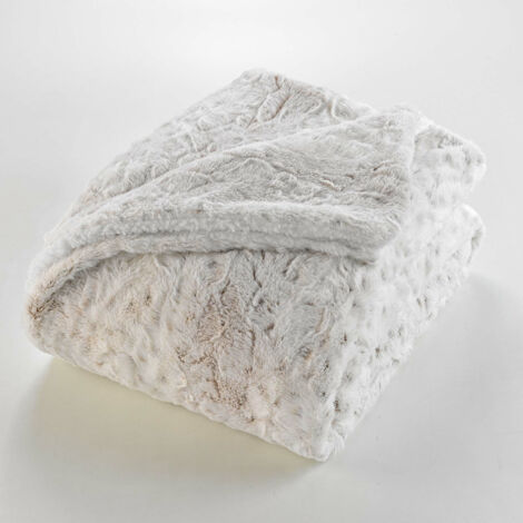 Douceur D'Intérieur – Plaid imitation fourrure et sherpa 240 x 220 cm – 100% polyester – Certifié Oeko-TEX – Texture ultra douce pour cocooning