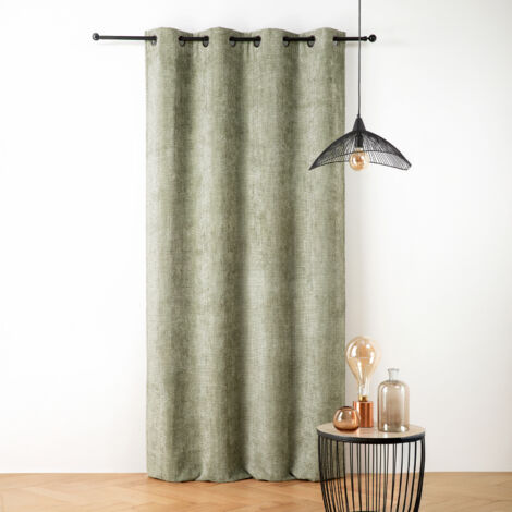 Rideau thermique et phonique velours chenille Vert 135x260 cm