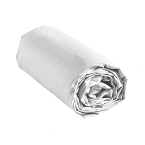 DRAP HOUSSE 2 PERSONNES UNI 57 FILS LINA BLANCHE - 140x190cm - Blanc