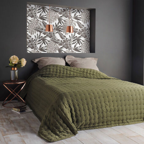 Jeté de lit matelassé et uni Vert foncé 150x200 cm