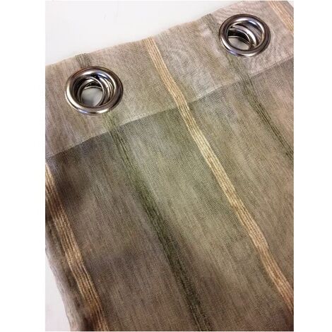 Voilage beige avec rayures velours - 145x280cm - Sable