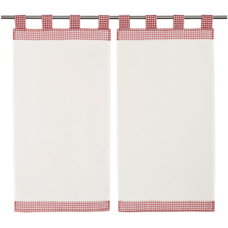 Paire de petit voilage vichy rouge et blanc Rose 70x160cm
