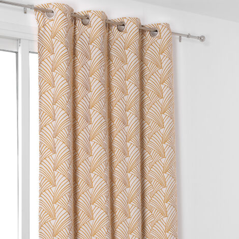 Rideau d'ameublement imprimé art déco jaune 135x250 cm – 100% polyester – 8 œillets ronds en aluminium – Filtrage de lumière tamisant – Linder (1/5)