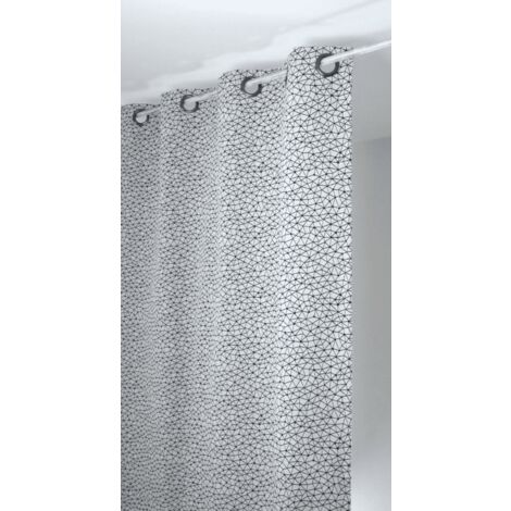 Rideau ambiance géométrique motif toile - 135x260cm - Blanc (1/2)