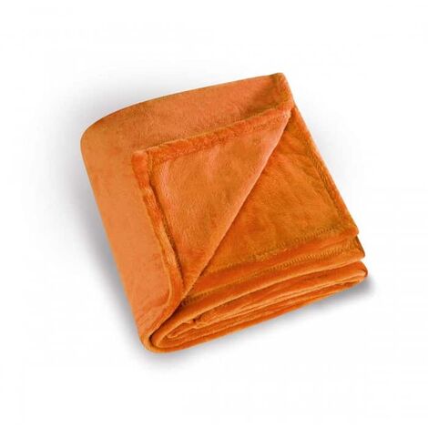Plaid microfibre polaire uni orange - 130x180cm - Orange