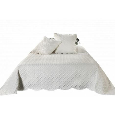 Boutis contemporain blanc cassé - 230x250cm - Ecru