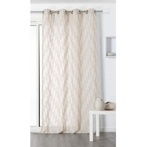Voilage tendance motif chevrons rayés beige - 140x280cm - Beige (1/2)