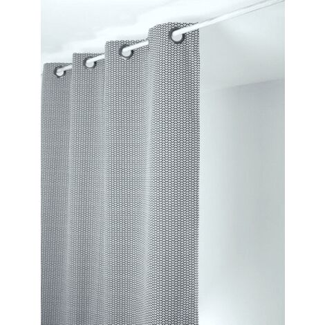Rideau tendance motif contemporain noir et blanc - 135x260cm - Blanc (1/3)