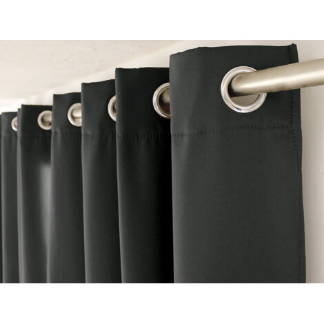Homemaison – Rideau occultant thermique 140x240cm en polyester gris anthracite – Œillets renforcés – Lavable à 30° – Finition soignée
