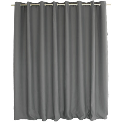 Homemaison – Rideau occultant 300x240 cm gris clair – Tissu polyester 210 g/m² – Obscurité 95% – 16 œillets métalliques argentés