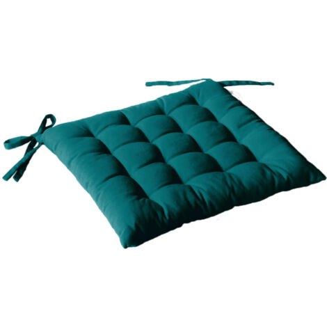 Homemaison – Galette de chaise 40x40cm en coton 100% – Épaisseur 3cm – Fixation par nouettes – Vert émeraude pour intérieur