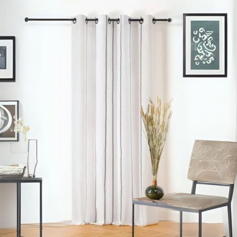 Voilage aux fines rayures noires Blanc cassé 145x260 cm