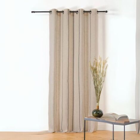 Voilage aux fines rayures noires Beige 145x260 cm