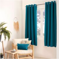 Homemaison – Rideau occultant 100% polyester – 8 œillets ronds argentés 4 cm – Dimensions 140x180 cm – Lavable en machine