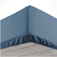 Douceur D'Intérieur – Drap housse 160x200 cm 100% coton 57 fils/cm² – Bonnet 30 cm – Couleur bleu nuit – Certifié Oeko-Tex® Standard 100