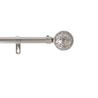 Homemaison – Tringle à rideau décorative Globe 120/210 cm – Métal argenté – Diamètre 1,9 cm – Pour rideaux légers et lourds
