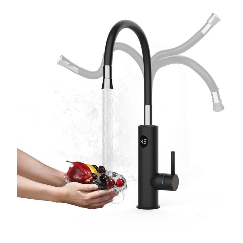 Calentador de agua caliente Grifo eléctrico instantáneo Grifo de  calentamiento rápido para cocina, cuarto de baño con pantalla digital LED