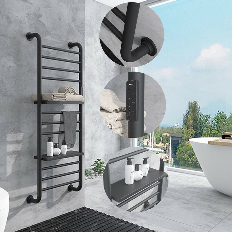 Toallero eléctrico VEVOR, diseño de 8 barras, calentador de toallas  eléctrico de acero inoxidable pulido espejo con temporizador integrado,  montado en