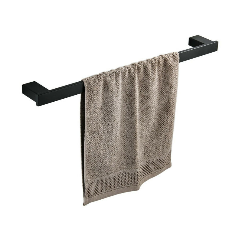 Juego de accesorios de baño de madera negra, toallero montado en la pared,  barra de toalla