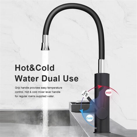 Grifo eléctrico instantáneo de agua caliente, grifo de mezcla para  fregadero de cocina con pantalla digital, suministro de 360 °, agua fría y