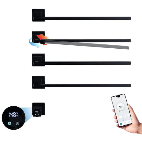 Radiador Toallero Eléctrico 75W Bajo Consumo Toallero Eléctrico, Inteligente WiFi de Temperatura Constante Toallero Calentado para Baño, Secatoallas eléctrico Giratorio De 180°, 51x70cm (Negro) (1/5)