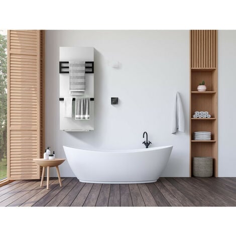  Toallero eléctrico con calefacción para baño con temporizador,  panel de calefacción, toallero de calentamiento rápido (color: plateado) :  Hogar y Cocina