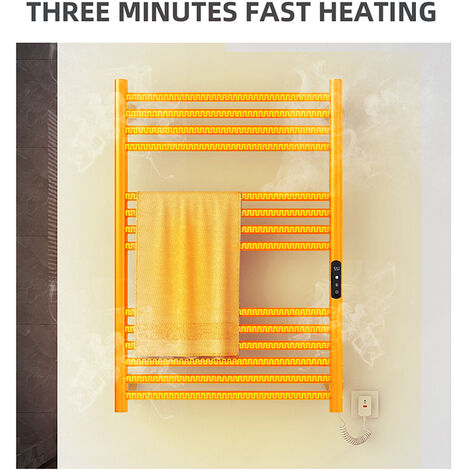 Calentador de toallas, radiador eléctrico dorado cepillado para baño,  toallero calefactable montado en la pared con interruptor de  encendido/apagado