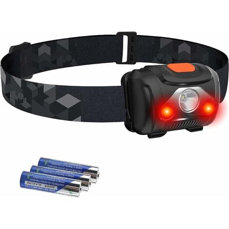 H09 rote LED-Stirnlampe, Stirnlampe, 4 Beleuchtungsmodi, wasserdicht und  leicht, für Kinder und Erwachsene, Camping, Laufen