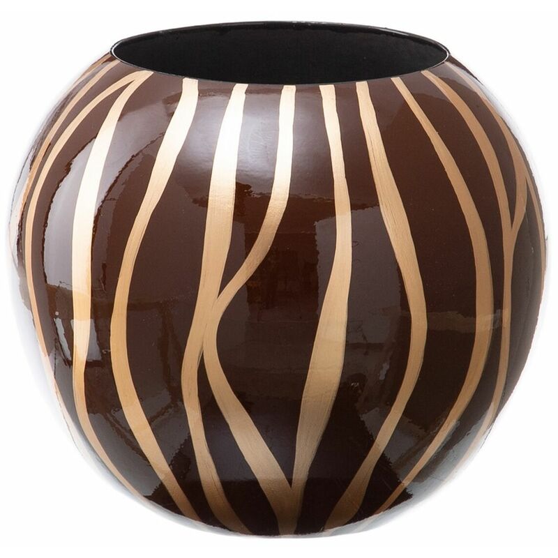 Vase 27 x 27 x 23 cm Zebra aus Keramik Gold Braun